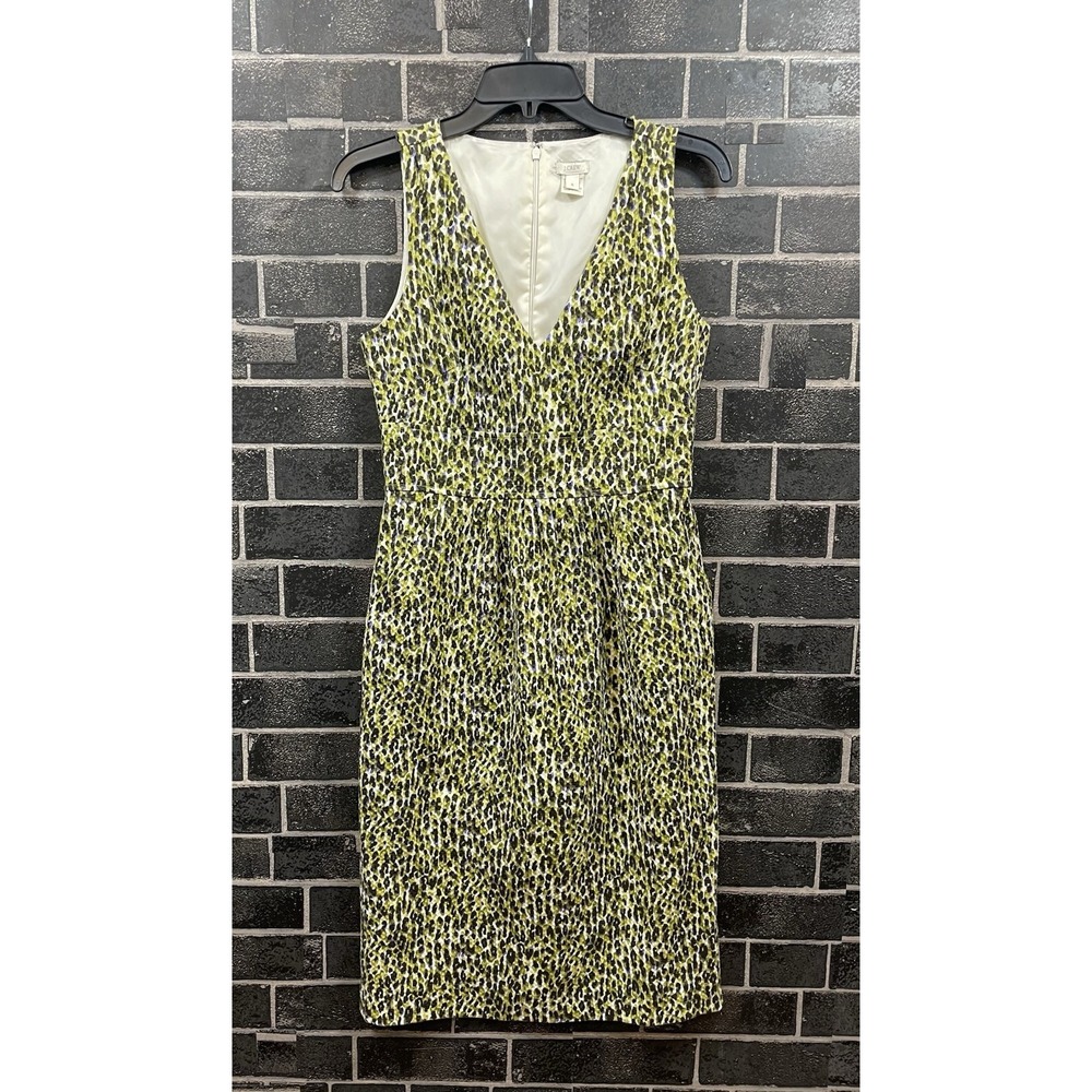 J. Crew Sheath Dress Size 6 Fabiola Leopard Print Sleeveless Pockets - Picture 2 of 9